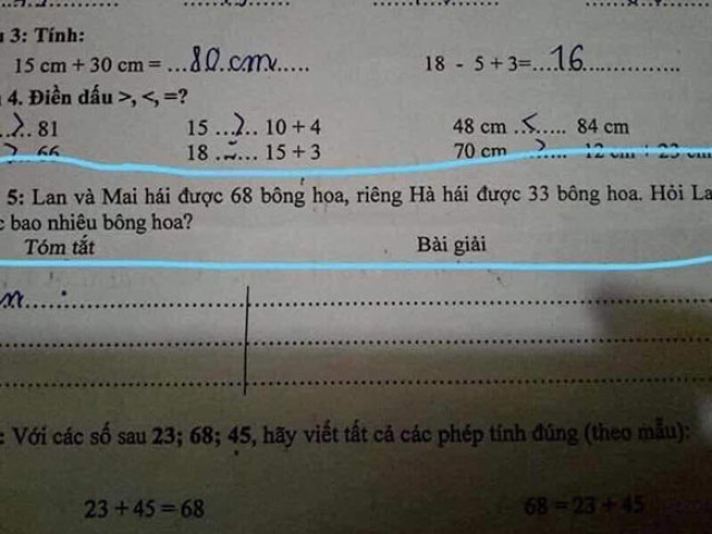 Bài Toán: Tính 68-33, nhưng zoom kỹ đề bài nhiều phụ huynh cũng phải bó tay bởi một điểm khó hiểu