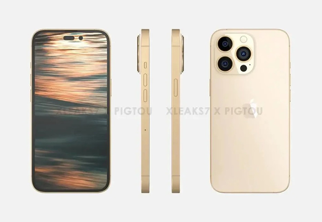 Ảnh concept&nbsp;iPhone 14 Pro với màu vàng hồng.