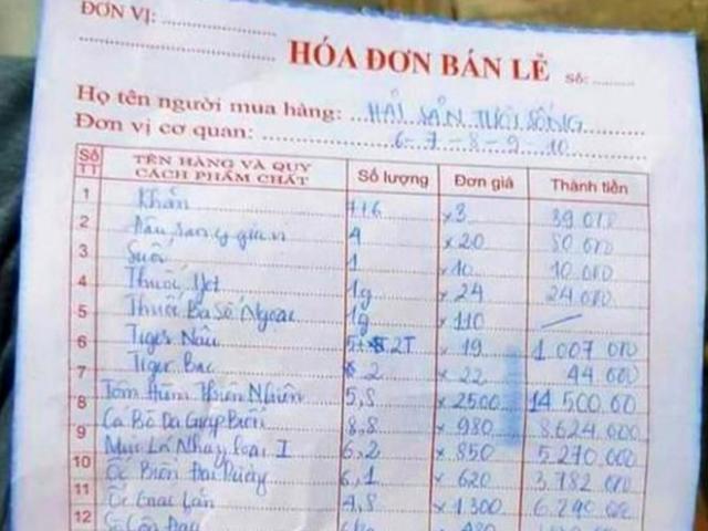 Công an TP Nha Trang vào cuộc vụ hóa đơn hải sản giá 42,5 triệu đồng