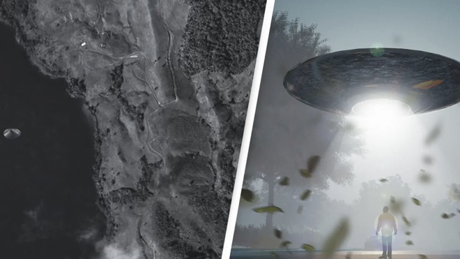 UFO hình đĩa bay (bên trái) lộ diện trong bức ảnh độ phân giải cao.