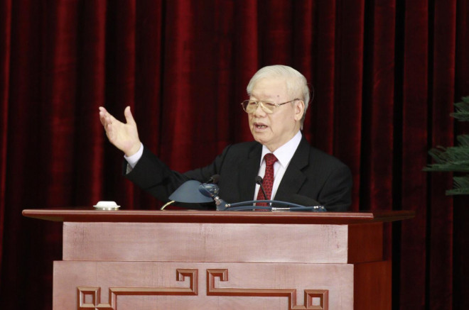 Tổng Bí thư Nguyễn Phú Trọng phát biểu tại Hội nghị Trung ương 5 - Ảnh: Nhật Bắc