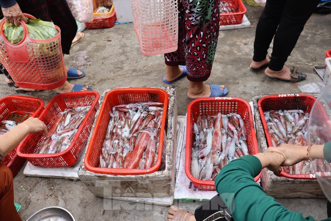 Tại chợ Đạo (Thạch Văn) là nơi tụ họp để bán mực, cá tươi sống, mực tươi xếp 2 hàng dài người dân chen chân nhau mua bán. Theo những người dân ở đây thì chỉ khoảng 30 phút là số mực của ngư dân đã được người dân hoặc thương lái mua gần hết.