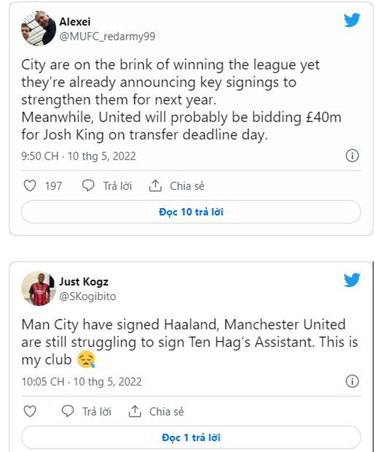 Tờ Manchester Evening News chế nhạo MU khi đăng các bình luận của chính fan "Quỷ đỏ" ghen tỵ vì Man City nhanh tay mua được Haaland