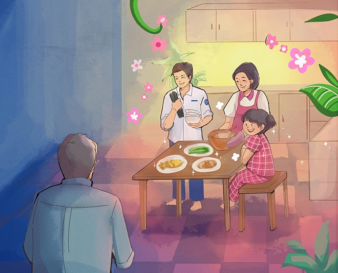 Anh V. tự nhủ mình nhất định cố gắng vì nụ cười trên gương mặt những người thân yêu