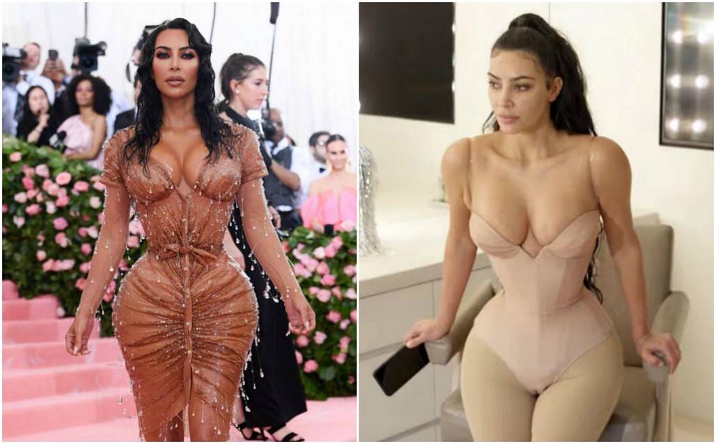 Kim Kardashian phải mặc một chiếc corest để diện vừa chiếc đầm.