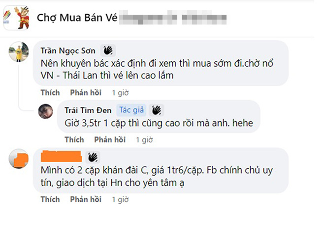 Dù chưa biết U23 Việt Nam có vào chung kết hay không nhưng giá vé đang được đẩy lên rất cao so với giá gốc. Ảnh chụp màn hình