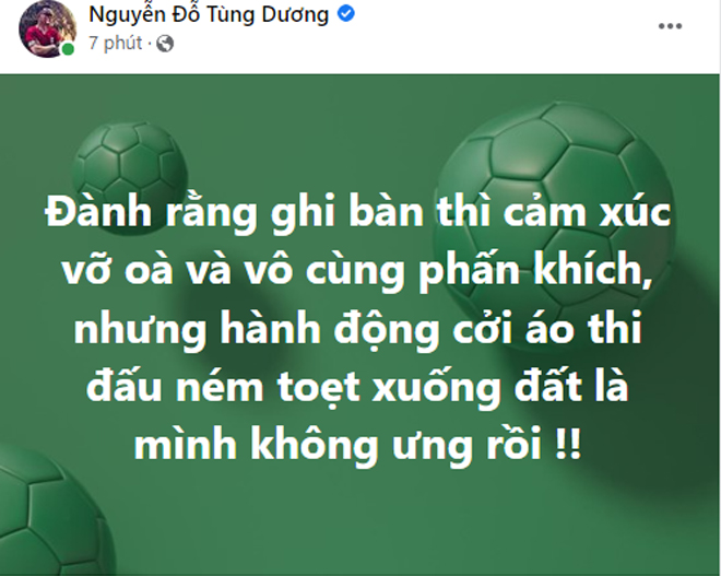 Tùng Dương cảm thấy "không ưng" với việc cởi áo thi đấu của Tiến Linh