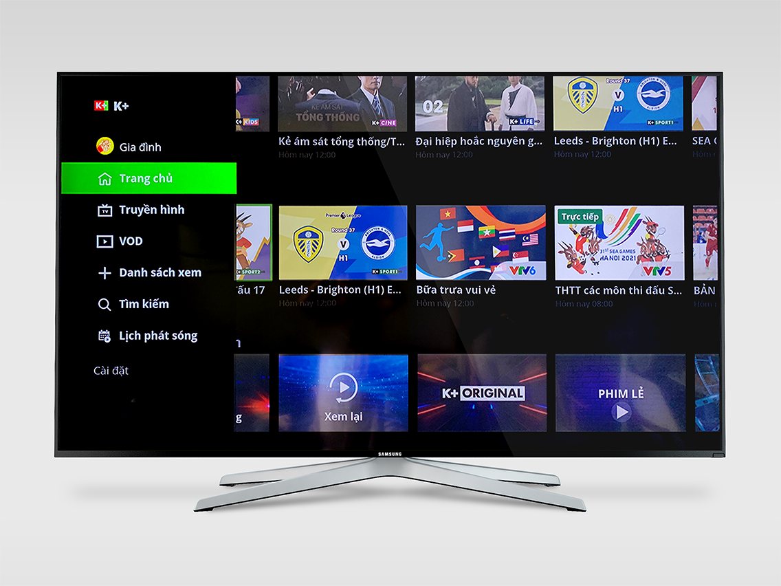 Giao diện màn hình chính của App K+ trên Smart TV