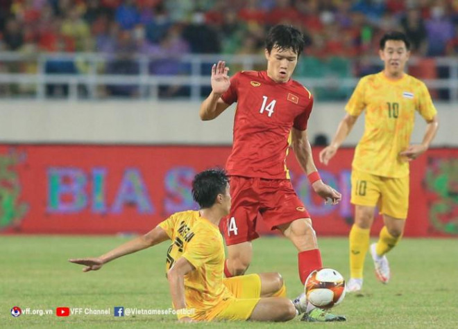 U23 Việt Nam chiến thắng nhờ sự kiên trì trong vận hành lối chơi. Ảnh VFF