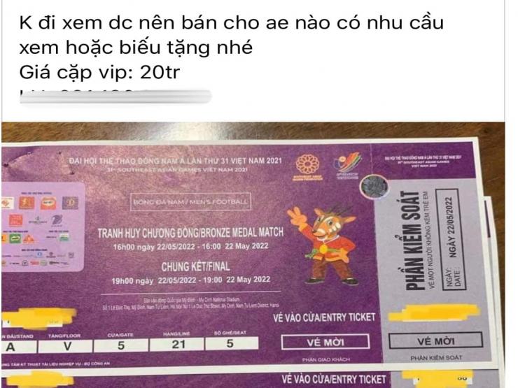 Kỷ lục: chợ đen “thổi giá” 20 triệu/cặp vé chung kết bóng đá nam Sea Games 31