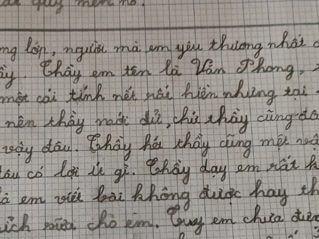 Bài văn tả thầy giáo của học sinh tiểu học khiến cộng đồng mạng ”rụng tim” vì quá tình cảm
