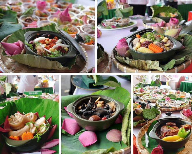 Một số món ăn trong danh sách 200 món ăn từ sen vừa xác lập kỷ lục Việt Nam và thế giới.