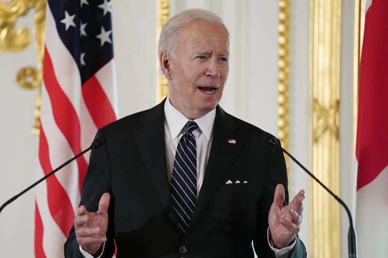 Ông Biden&nbsp;phát biểu trong cuộc họp báo với Thủ tướng Nhật Bản Fumio Kishida tại Tokyo.