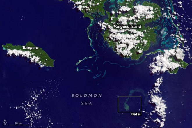 Hình ảnh tổng quan hơn cho thấy khu vực xảy ra phun trào - Ảnh: U.S. GEOLOGYCAL SURVEY/NASA