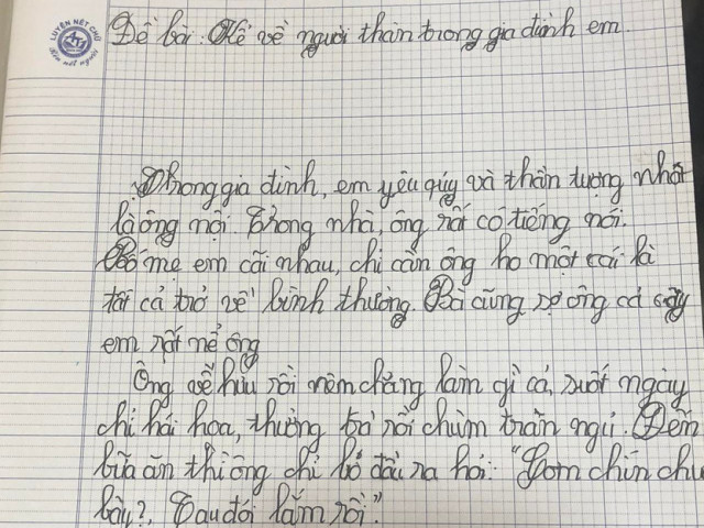 Bài văn tả ông nội ”quyền lực” khiến dân mạng cười ngất: Ông chỉ cần ”ho” một cái là phải đâu vào đấy ngay