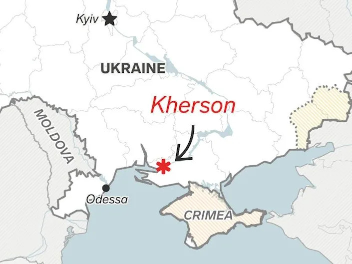 Thành phố Kherson trên bản đồ (ảnh: BI)