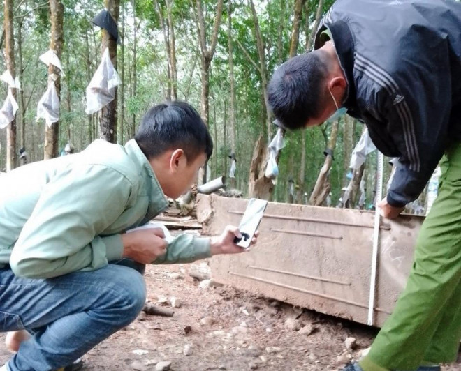 Cơ quan công an tiến hành tạm giữ số gỗ trên vì nguồn gốc không rõ ràng