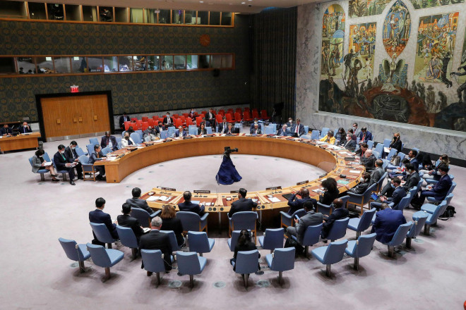 Một cuộc họp tại Hội đồng Bảo an Liên Hiệp Quốc (LHQ) hôm 11-5. Ảnh: Reuters