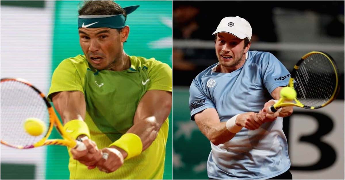 Nadal (trái) tỏ ra quá vượt trội Van de Zandschulp