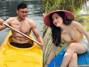 Đời sống Showbiz - Lâm Tây và bạn gái hot girl tình tứ chèo thuyền, người đẹp xứ Nghệ che chắn sợ hớ hênh