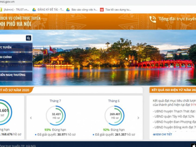 Dịch vụ công trực tuyến của Hà Nội vẫn hoạt động bình thường