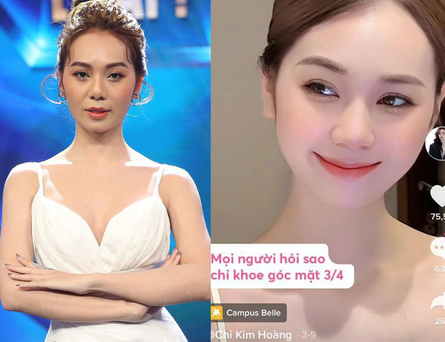 Trong thời đại công nghệ các app ngập tràn khiến nhan sắc thật sự của các hot girl trở thành điều được công chúng quan tâm. Mới đây khi hot TikToker Hoàng Kim Chi trở thành nhân vật nữ chính trong tập 3 "Người ấy là ai?", nhan sắc trên truyền hình (ảnh trái) của cô lập tức được đưa ra so sánh với hình ảnh trên TikTok.
