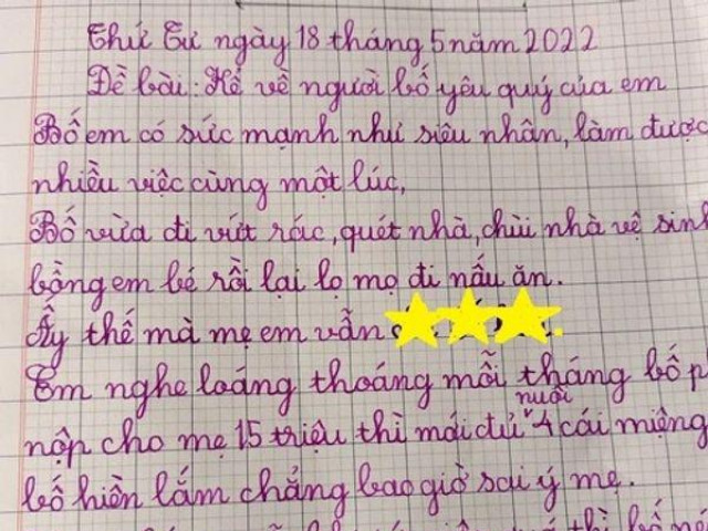 Bài văn miêu tả ông bố quốc dân của học sinh tiểu học khiến dân mạng cười ngất