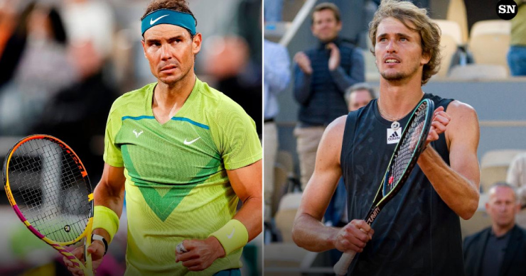 Nadal (trái) lần đầu tiên đối mặt Zverev tại Roland Garros