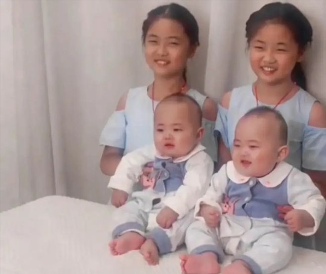 Having twins with 2 boys and 2 girls, the rare probability makes netizens exclaim: 