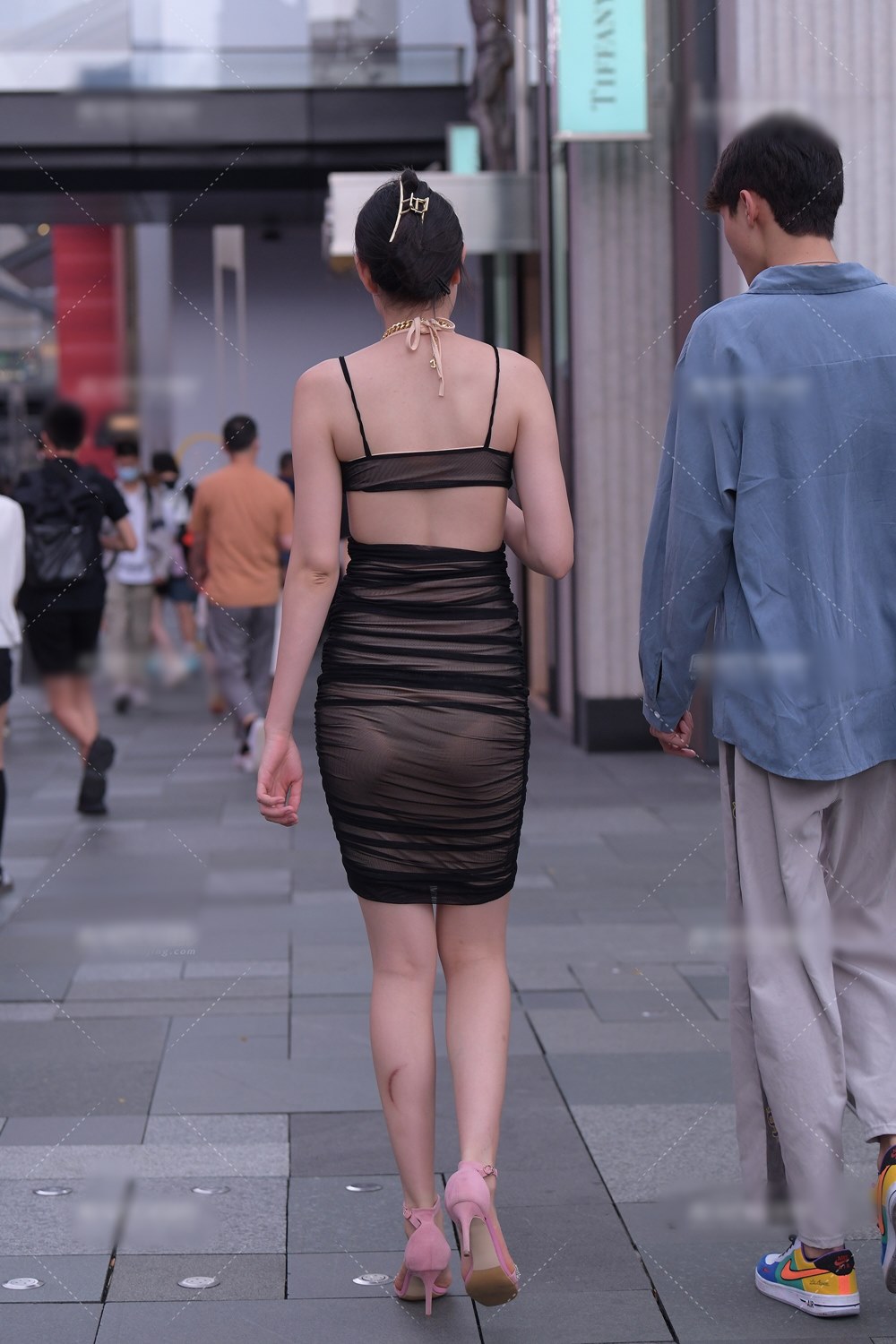 "Street beauty"  wearing a dress that is easy to see through is not very subtle - 3