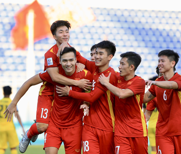 Niềm vui của các cầu thủ U23 Việt Nam sau khi thắng Malaysia