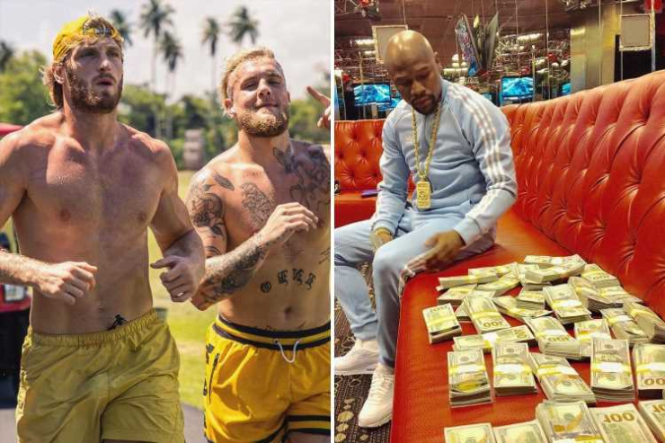 Mayweather (phải) bị anh em nhà võ sĩ Paul tố "phá sản" nên không có khả năng trả nợ