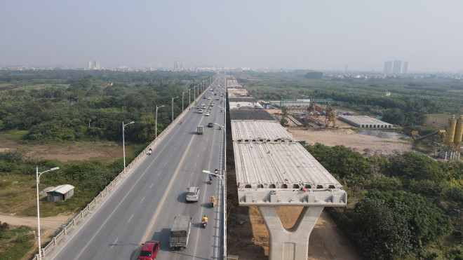 Cầu Vĩnh Tuy giai đoạn 2 thuộc Vành đai 2 đang gấp rút triển khai