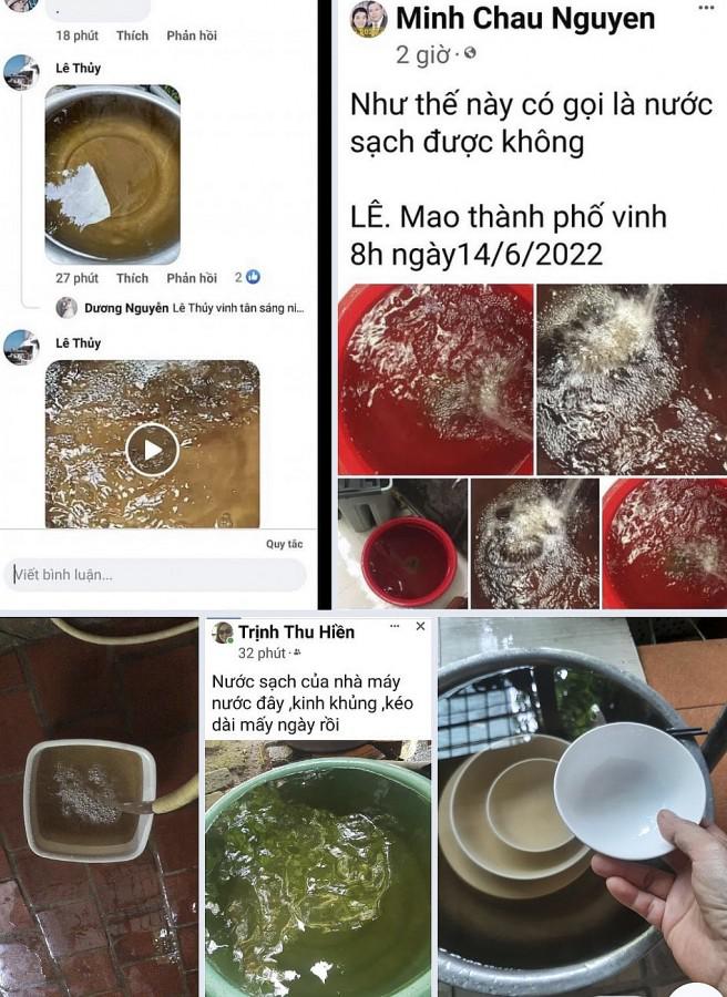 Người dân hoang mang phải ánh tình trạng nước máy bẩn trên mạng xã hội. Ảnh: Facebook