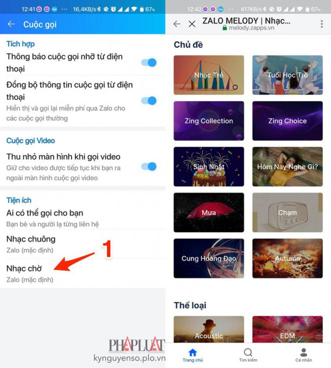 Tìm kiếm các bài hát yêu thích làm nhạc chờ Zalo. Ảnh: MINH HOÀNG