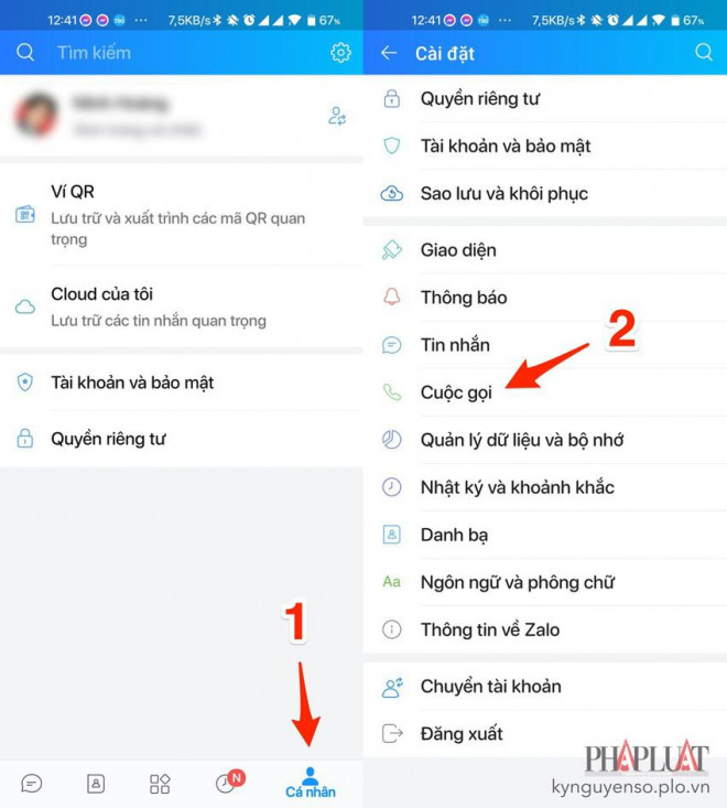 Truy cập vào phần cài đặt trên Zalo. Ảnh: MINH HOÀNG