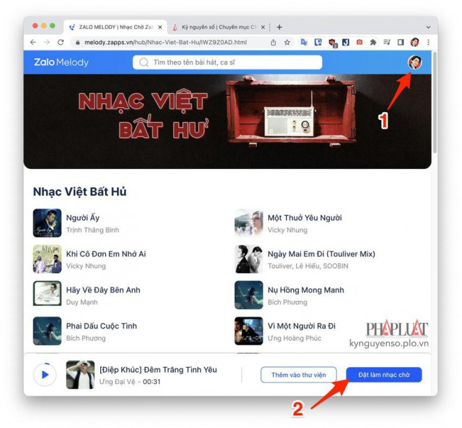 Đặt nhạc chờ cho Zalo phiên bản trên máy tính. Ảnh: MINH HOÀNG