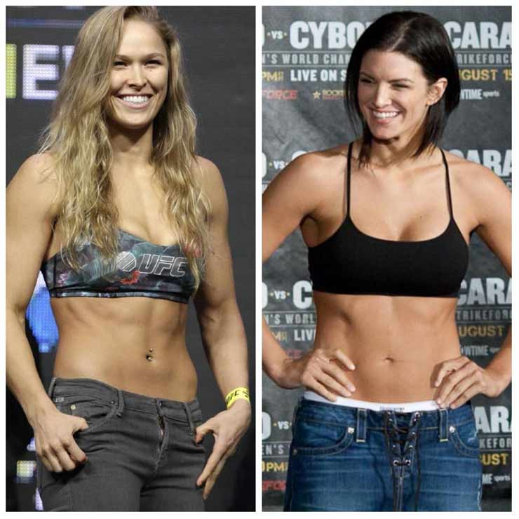 Ronda Rousey (trái) sẵn sàng thượng đài ở UFC sau 6 năm để đấu Gina Carano