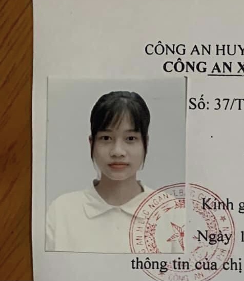 Chân dung Vi Thị Nguyệt đính kèm trong thông báo truy tìm người mất tích.