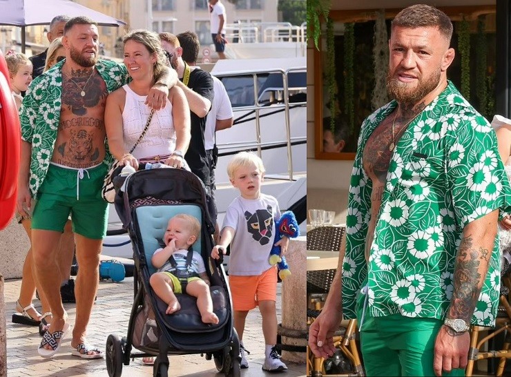 McGregor khoe thân hình vạm vỡ khi đi bên cạnh vợ và các con