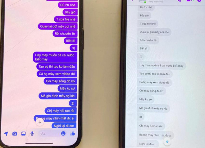 T dùng clip nóng để nhắn tin đe dọa, tống tiền em N. Ảnh: CACC