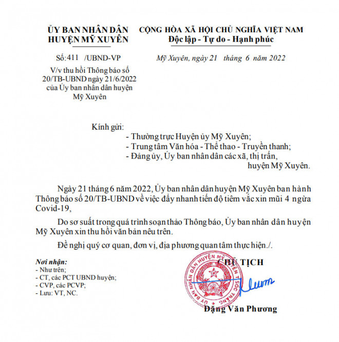 Chủ tịch huyện Mỹ Xuyên lên tiếng về thông báo “lạ” phòng, chống Covid-19 - 2