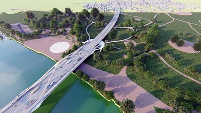 Phối cảnh phần kết nối cầu Trần Hưng Đạo với hạ tầng giao thông khu vực phía quận Long Biên