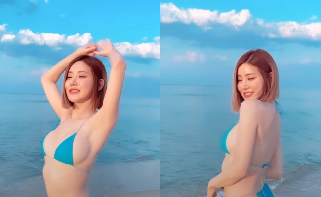 Người đẹp Hàn Quốc đăng tải video diện bikini dây.