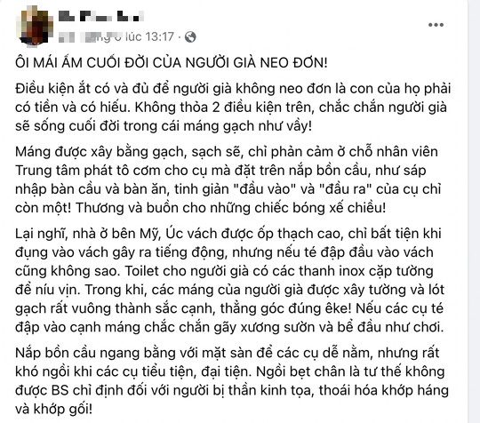 Một Facebooker chia sẻ về chiếc giường như "sáp nhập bàn cầu vào bàn ăn". Ảnh: Facebook