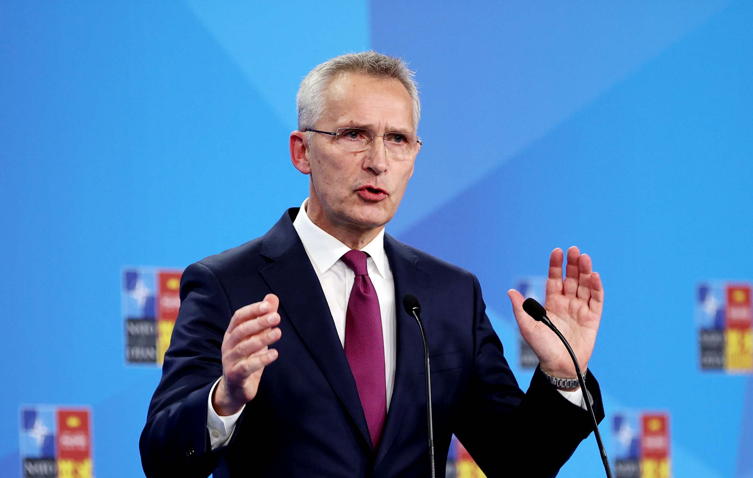 Tổng thư ký NATO Jens Stoltenberg phát biểu tại một cuộc họp báo hôm 28/6 trước thềm hội nghị thượng đỉnh NATO. Ảnh: Getty