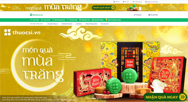 Giao diện website www.thuocsi.vn với nhiều ưu đãi nổi bật nhân dịp Trung thu sắp đến với “Món quà mùa trăng”