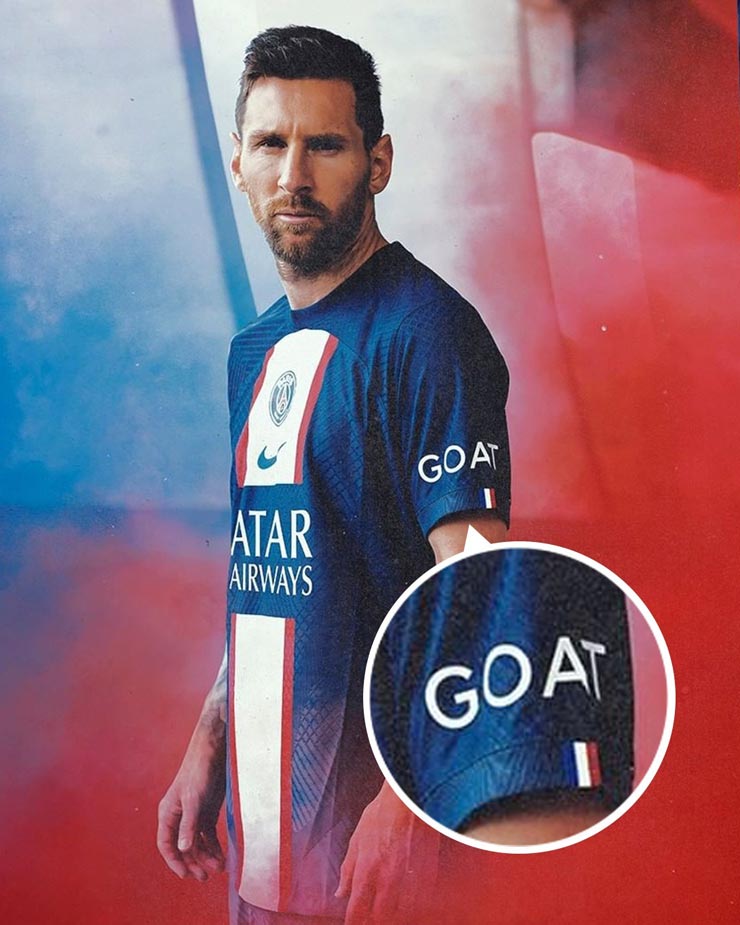 Messi và PSG bị nhiều fan của Ronaldo "ném đá" vì mặc áo in dòng chữ GOAT, viết tắt của cụm từ "Vĩ đại nhất mọi thời đại"