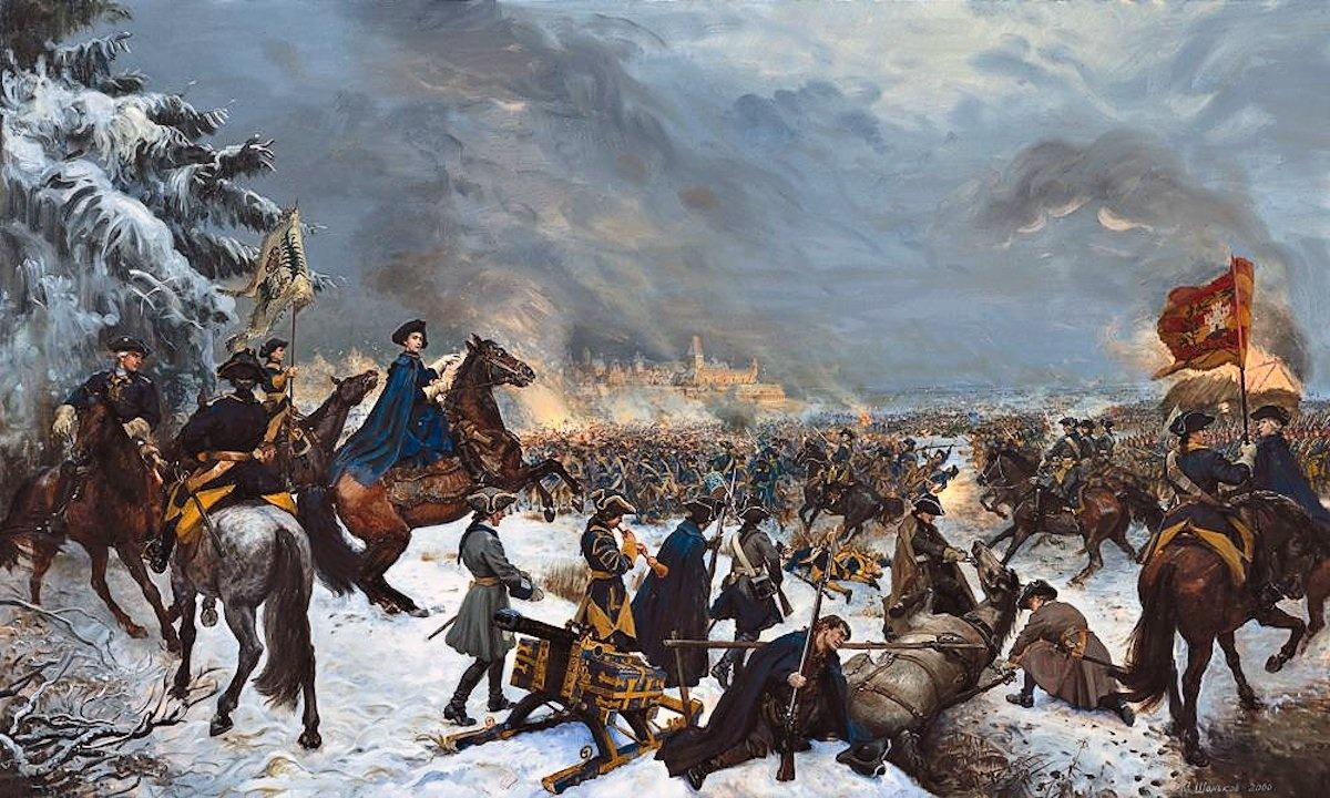 Trong đại chiến Bắc Âu, quân Nga của Peter Đại đế đối đầu với quân Thụy Điển lần đầu tiên trong trận Narva. Ảnh: Tumblr