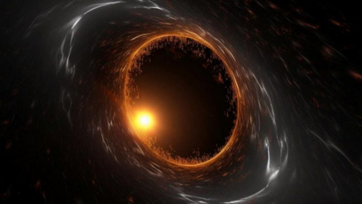 Ảnh đồ họa mô tả một lỗ đen quái vật đang phát sáng - Ảnh: TECHNOPIXEL
